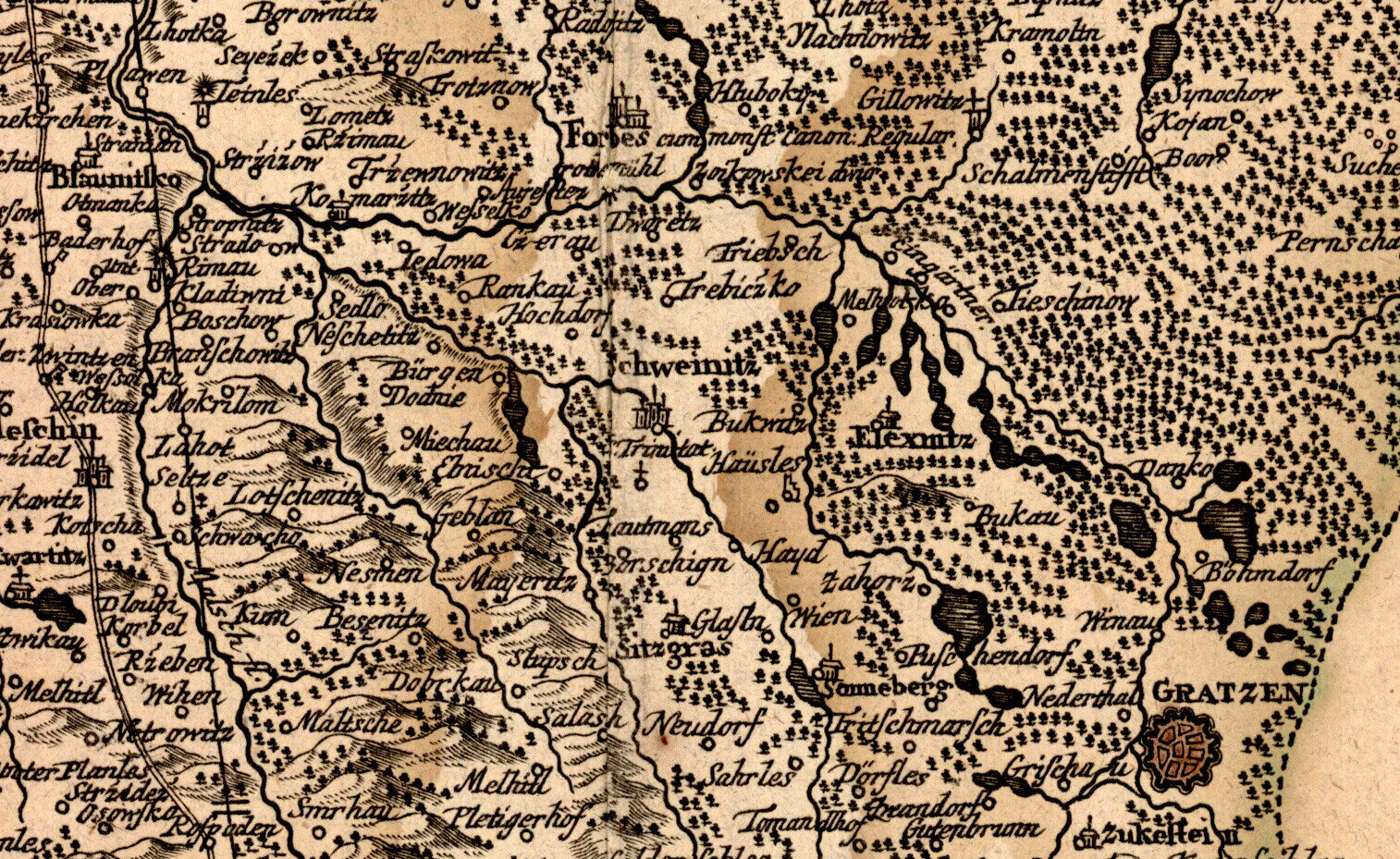 Mapa panství Nové Hrady a okolí